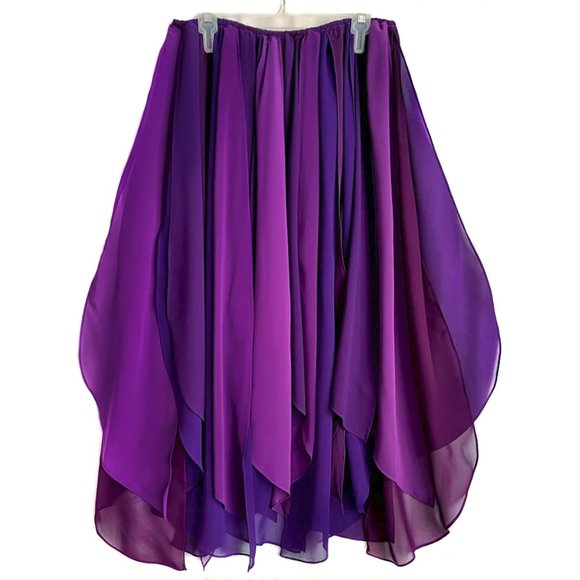 Skirts Purple Chiffon Petal Skirt Size Xl New Ameynra Belly Dance